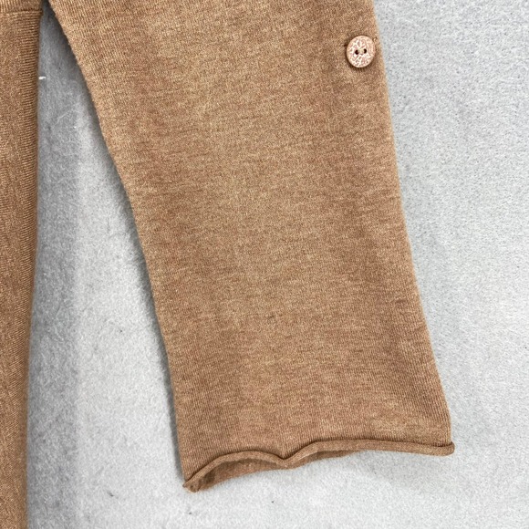 Coldwater Creek Cardigan Sz M Tan Open‎ Front Waterfall Sweater Ribbed Collar - Picture 7 of 13
